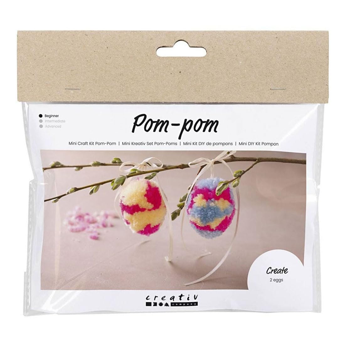 Mini Craft Kit Pompom, Colorful, Eggs, 1 Pack