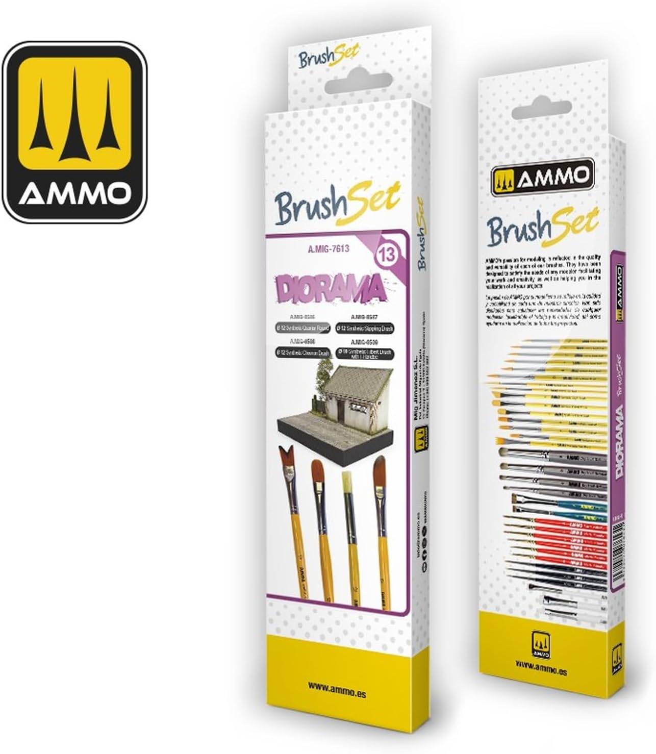 Amo - Set di 4 pennelli Diorama, AMO-7613