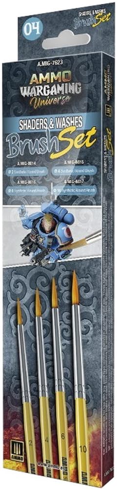 AMMO WARGAMING UNIVERSE - Set di pennelli per sfumature e lavaggi