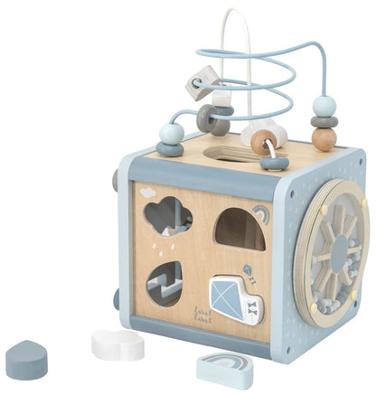 Label Label - 5-in-1 Houten Activiteitenkubus - Activiteiten speelgoed - Blauw