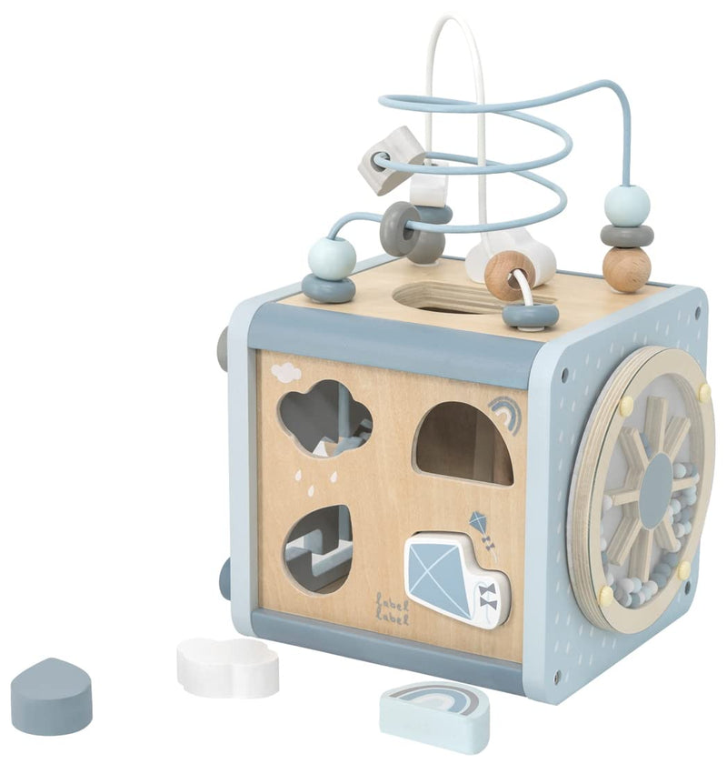 Label Label - 5-in-1 Houten Activiteitenkubus - Activiteiten speelgoed - Blauw
