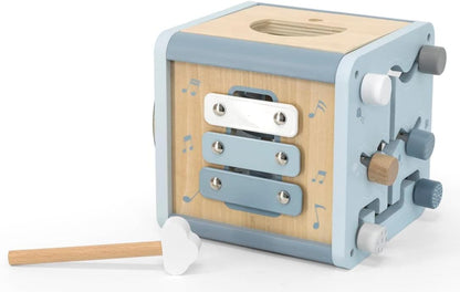 Label Label - 5-in-1 Houten Activiteitenkubus - Activiteiten speelgoed - Blauw