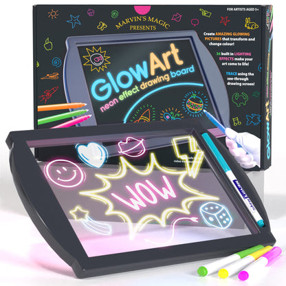 Marvin's Magic - Neon Glow Craft Kit Set - Light Up Tracing Pad - Drawing Tablet Kids - Neon Magic Kit - Childrens Craft Set - Battery Powered Doodle Pad - Glow Art Neon Drawing Board