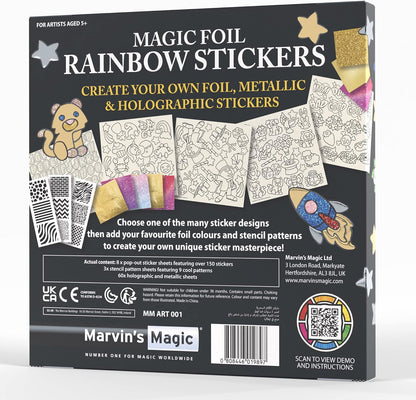Marvin's Magic - Magic Foil Rainbow Stickers - Foil, Metallic & Holographic Stickers - Magical Art Supplies - 150 Adesivi & More