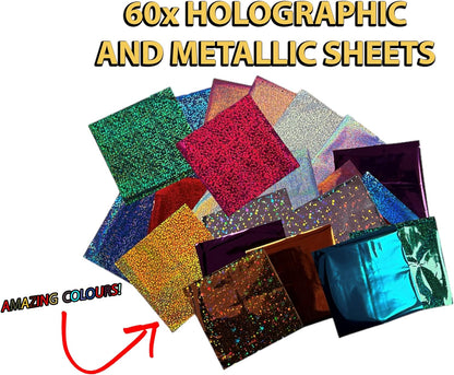 Marvin's Magic - Magic Foil Rainbow Stickers - Foil, Metallic & Holographic Stickers - Magical Art Supplies - 150 Adesivi & More