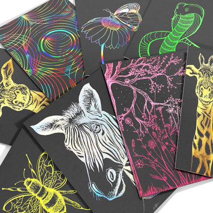 Marvin's Magic,Scratch Art,Carta antigraffio nera,Rainbow Scratch Art,Kid & Adult Scratch Art,Set regalo per bambini,Scratch Art per bambini,Magia Super Bright Scratch Art,Artisti età 5+
