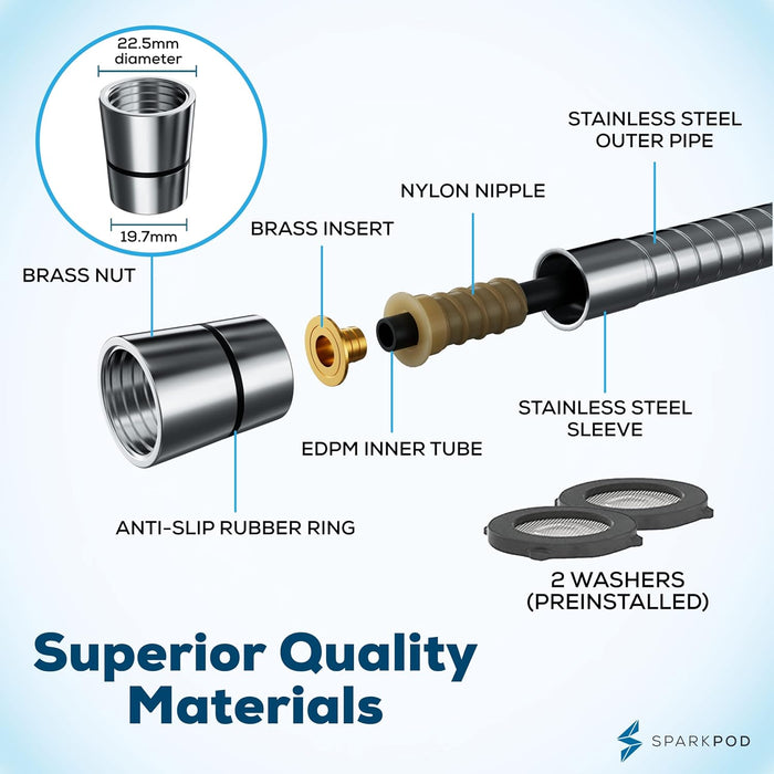 SparkPod Quick Install 118`` Shower Hose Replacement Chrome