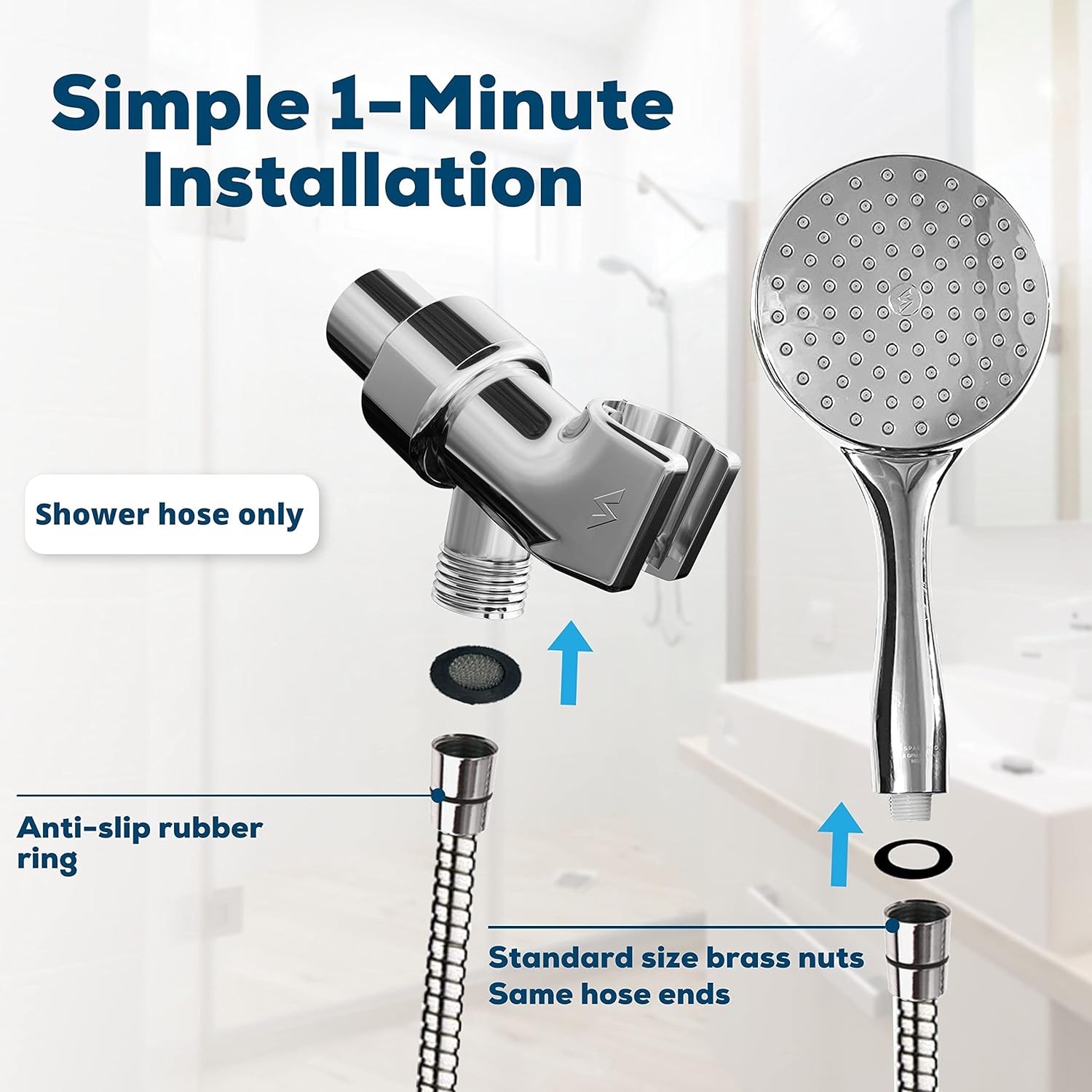 SparkPod Quick Install 118`` Shower Hose Replacement Chrome