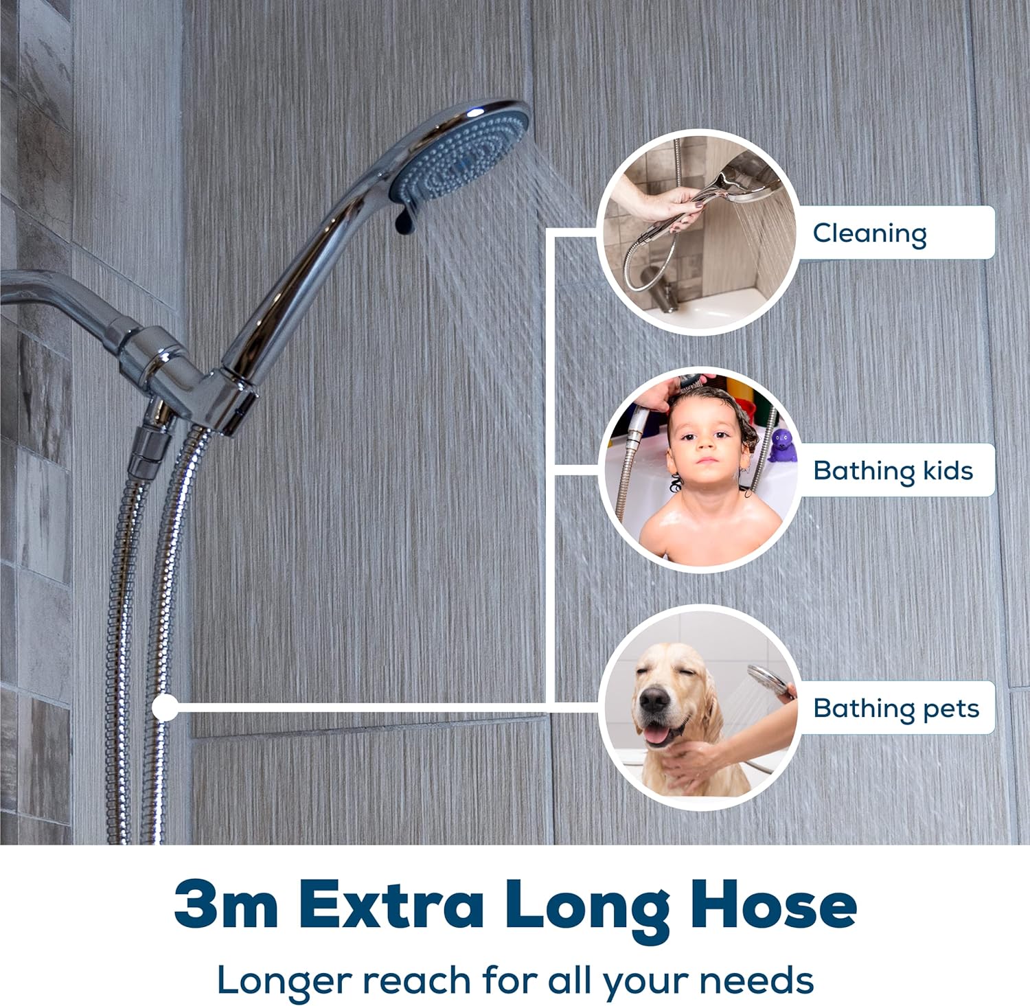 SparkPod Quick Install 118`` Shower Hose Replacement Chrome