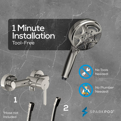 SparkPod 5`` 9 Spray Setting Shower Head with On/Of Nickel