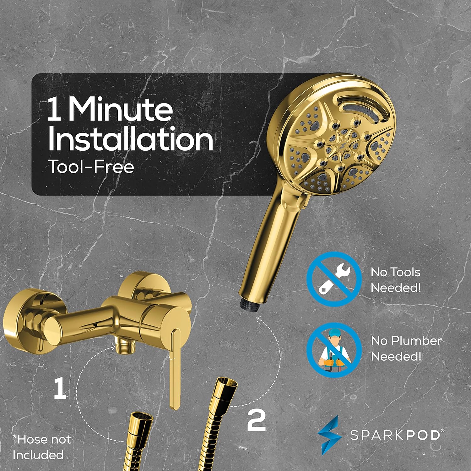 SparkPod 5`` 9 Spray Setting Shower Head with On/Off Chrome