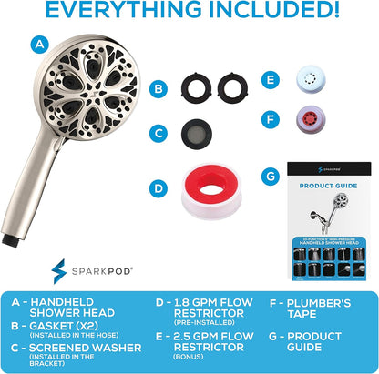 SparkPod 10 Setting High Pressure 5`` Shower Head Nickel