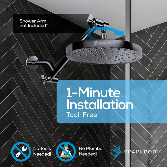 SparkPod Fixed Shower Head 20cm Round Charcoal Grey