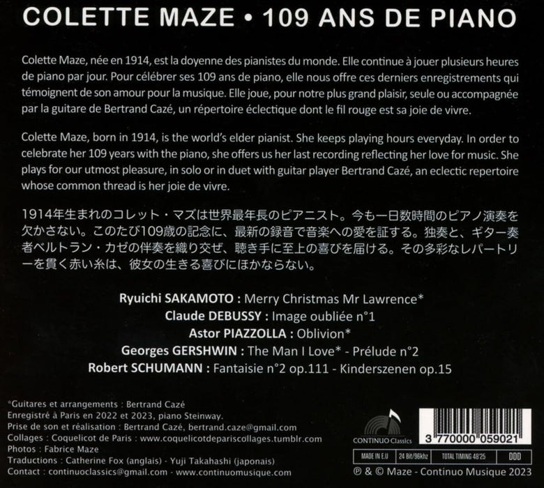 Colette Maze: 109 Ans De Piano