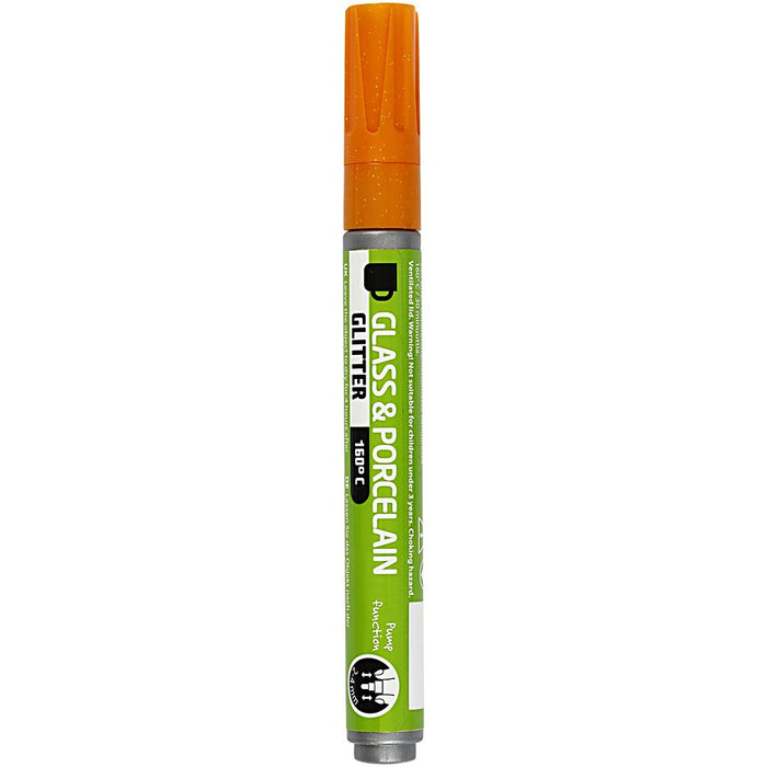 Creativ Company Glass & Porcelain Markers, Orange, One Size