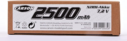 Carson 500608222-7.2 V/2500 mAh NiMH Race Battery TAM, Rechargeable, with Tamiya Plug, Battery Pack for RC Car, Replacement Battery Remote Controlled Vehicle, Model Making