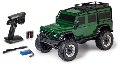 Carson Modellsport Carson 500404236 1:8 Land Rover Defender 100% RTR British Green Car, RC Vehicle, Includes Batteries and Remote Control, Speed km/h, Driving Time 20 Minutes