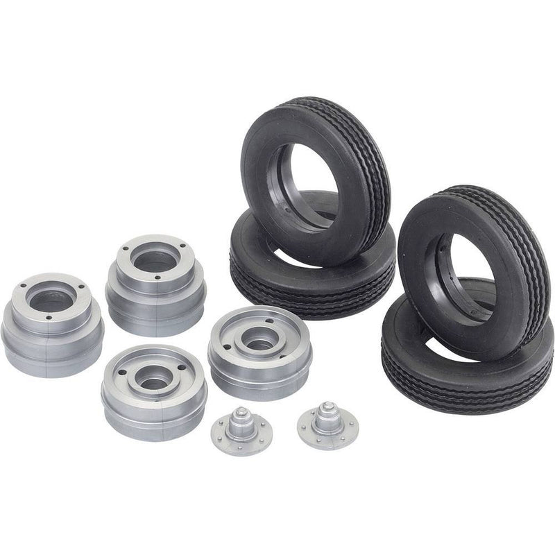 Carson Modellsport 1521522 500907006 1:14 Truck Trailer Complete Wheel Plastic 14 mm Road Profile Euro Look Silver
