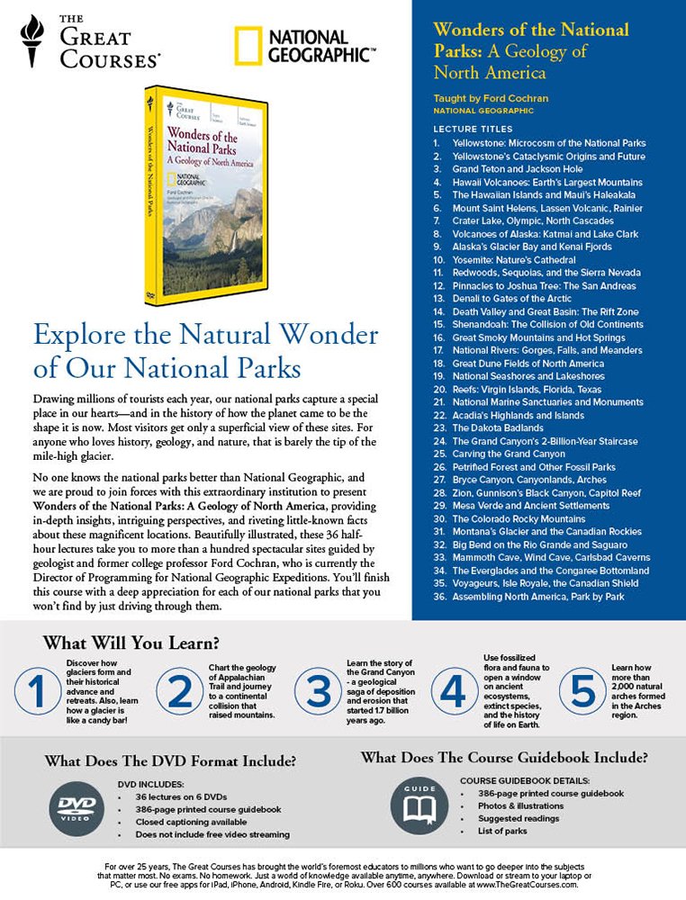 Wonders of the National Parks: A Geology of North America (Great Courses) (Teaching Co.) DVD Course No. 1707