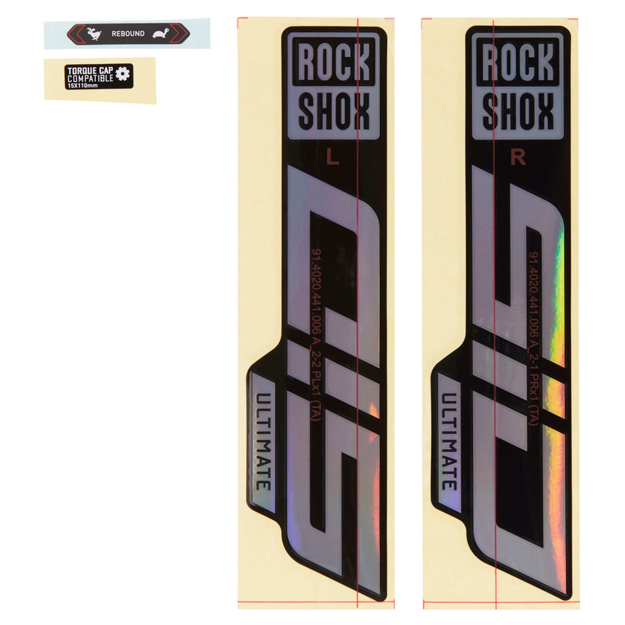 Rockshox Fork Decal Kit Sid Ultimate 27/29 (2021) Gloss Rainbow Foil/High Gloss Black