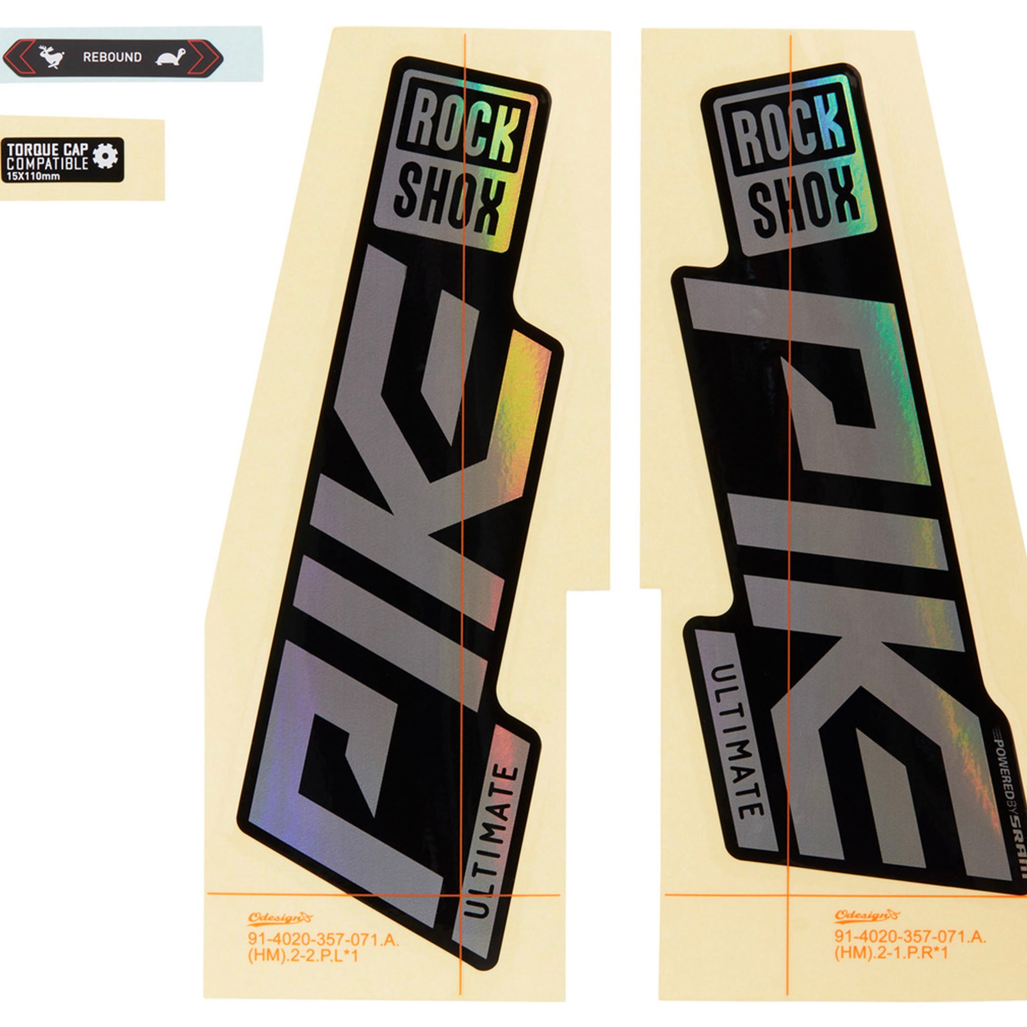 Rockshox Fork Decal Kit Pike Ultimate 27/29 (2021) Gloss Rainbow Foil/High Gloss Black