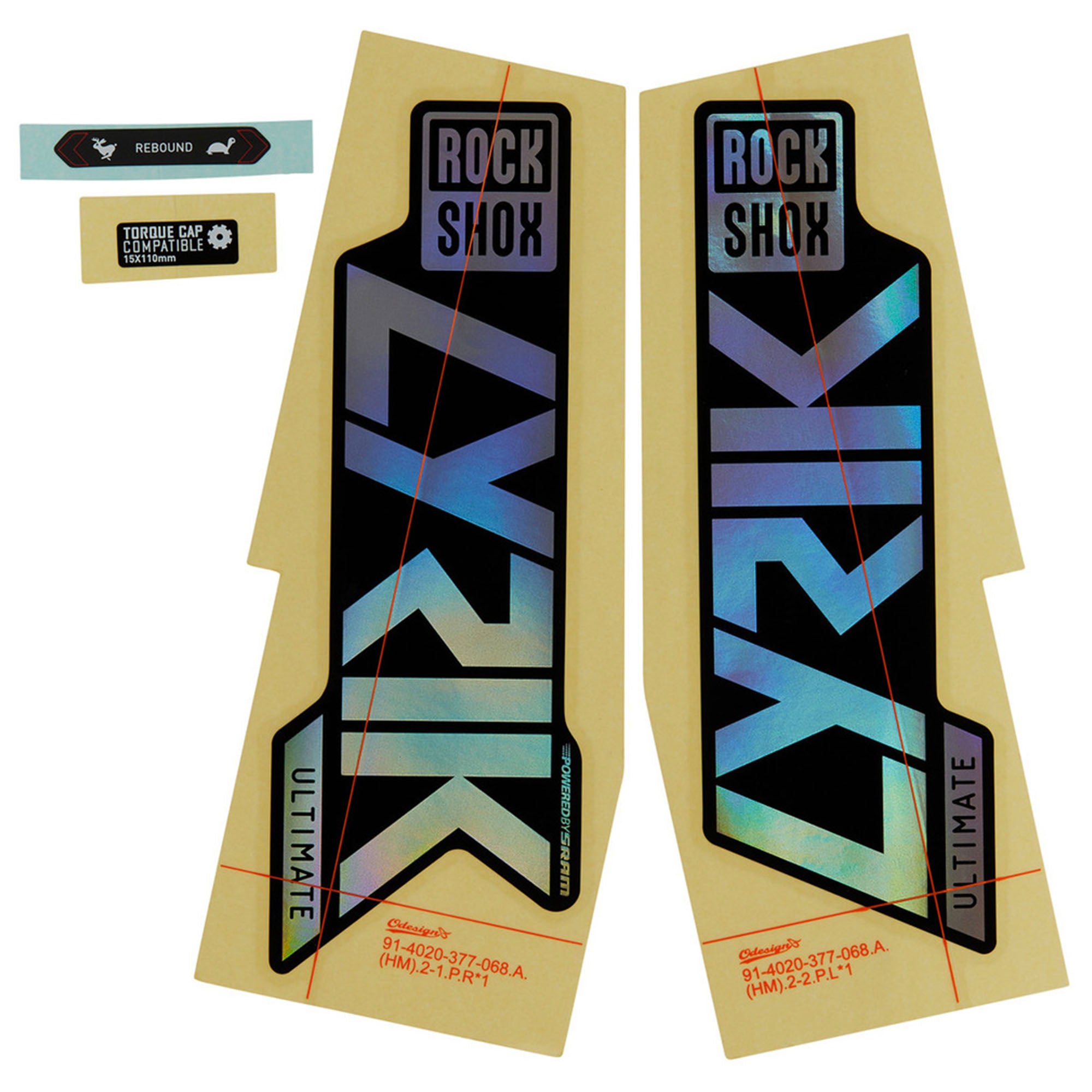 Rockshox Fork Decal Kit Lyrik Ultimate 27/29 (2021) Gloss Rainbow Foil/High Gloss Black