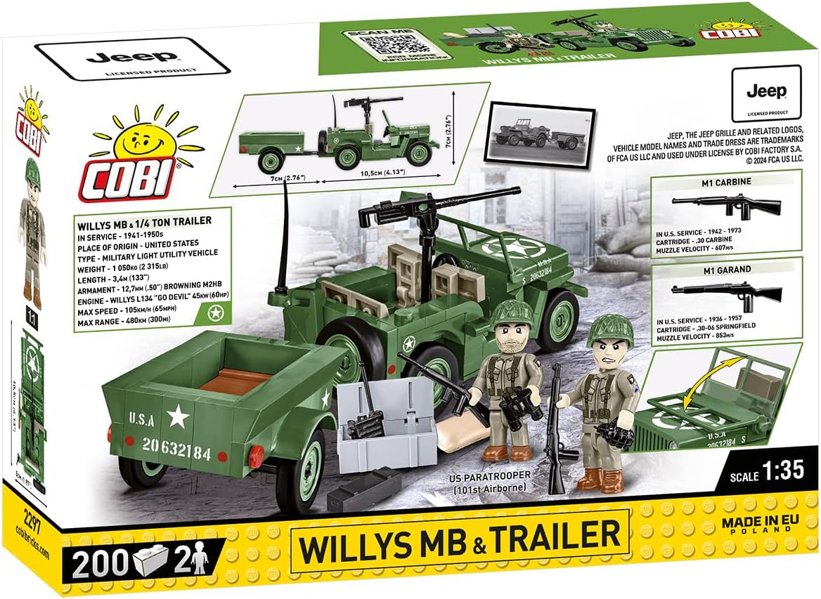 Toys - Cobi - World War II - Willy`s MB and Trailer 200 pcs  (Not For Sale In Hungary) /Toys