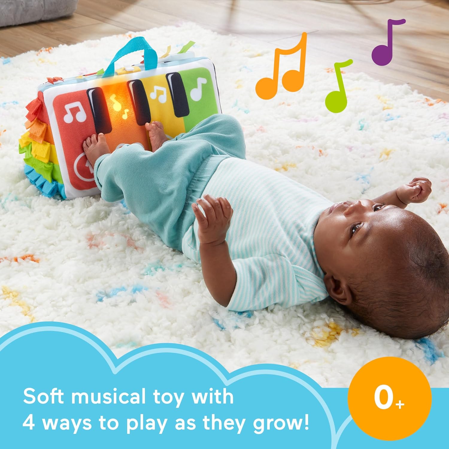 Fisher-Price Baby Musical Toy, Kick & Play Soft Piano for Tummy Time with Lights & Music for Newborn to Toddler, HND54