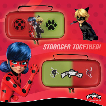 Hyperkin Custodia rigida ufficiale Miraculous EVA (coccinella/gatto noir), Coccinella/Gatto Noir