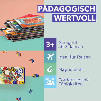 mierEdu Magneetspeelbox, trucks, bevordert de motoriek en fantasie. Ideaal voor thuis en als reisspel voor kinderen, magnetisch speelgoed voor kinderen, speelgoed vanaf 3 jaar