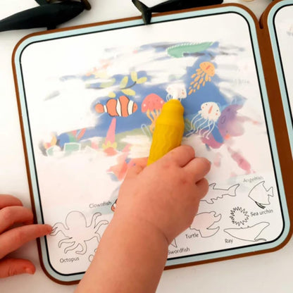 MierEdu Water Doodle Book - Sea World Edition - Mess Free Water Painting Activity Book for Kids with Reusable Pages - Encourages Creativity and Imagination - Ideal