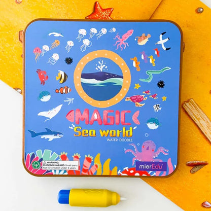 MierEdu Water Doodle Book - Sea World Edition - Mess Free Water Painting Activity Book for Kids with Reusable Pages - Encourages Creativity and Imagination - Ideal