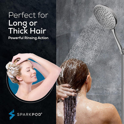 SparkPod High Pressure Handheld Shower Head + 6`` Hose Grey