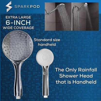 SparkPod High Pressure Handheld Shower Head + 6`` Hose Grey