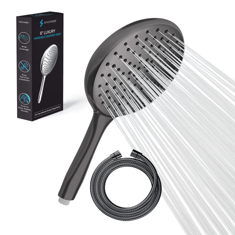 SparkPod High Pressure Handheld Shower Head + 6`` Hose Grey