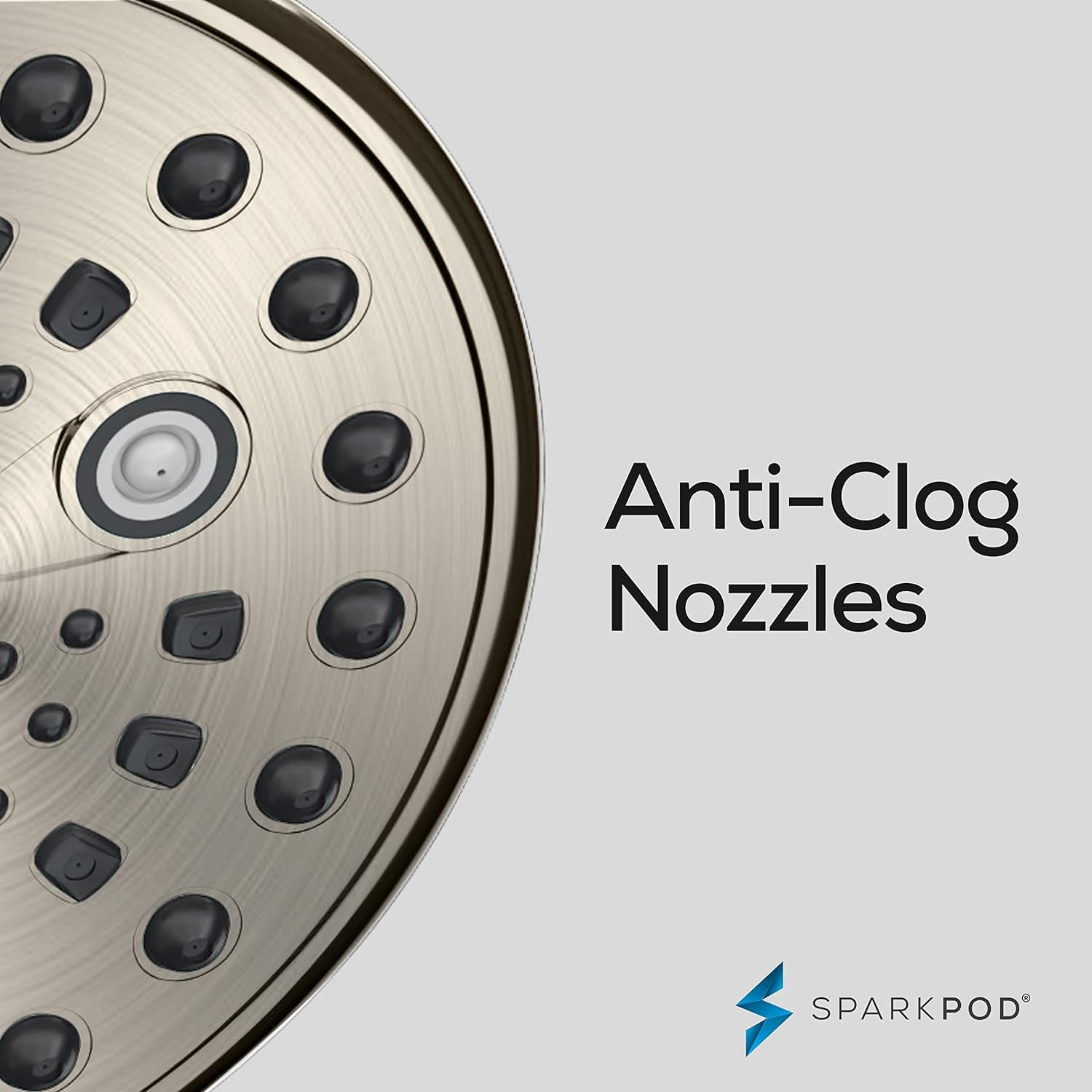 SparkPod 6 Function High Pressure Shower Head 6`` Wide Nickel