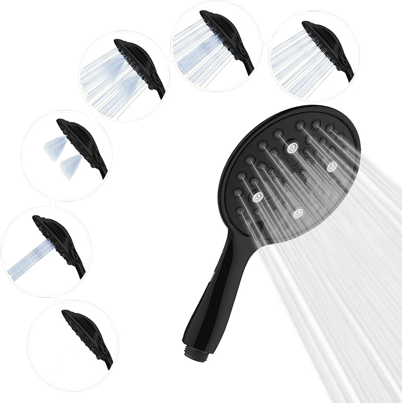 SparkPod 6 Function High Pressure Shower Head   6`` Black