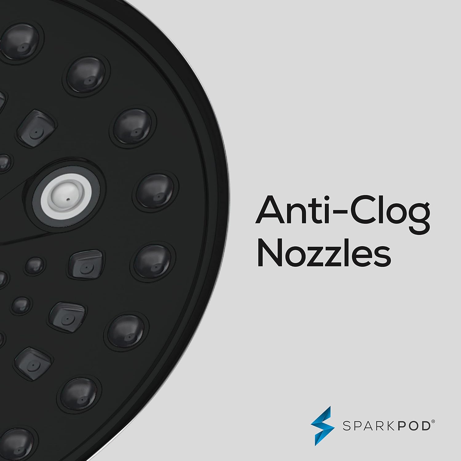 SparkPod 6 Function High Pressure Shower Head   6`` Black