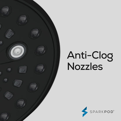 SparkPod 6 Function High Pressure Shower Head   6`` Black