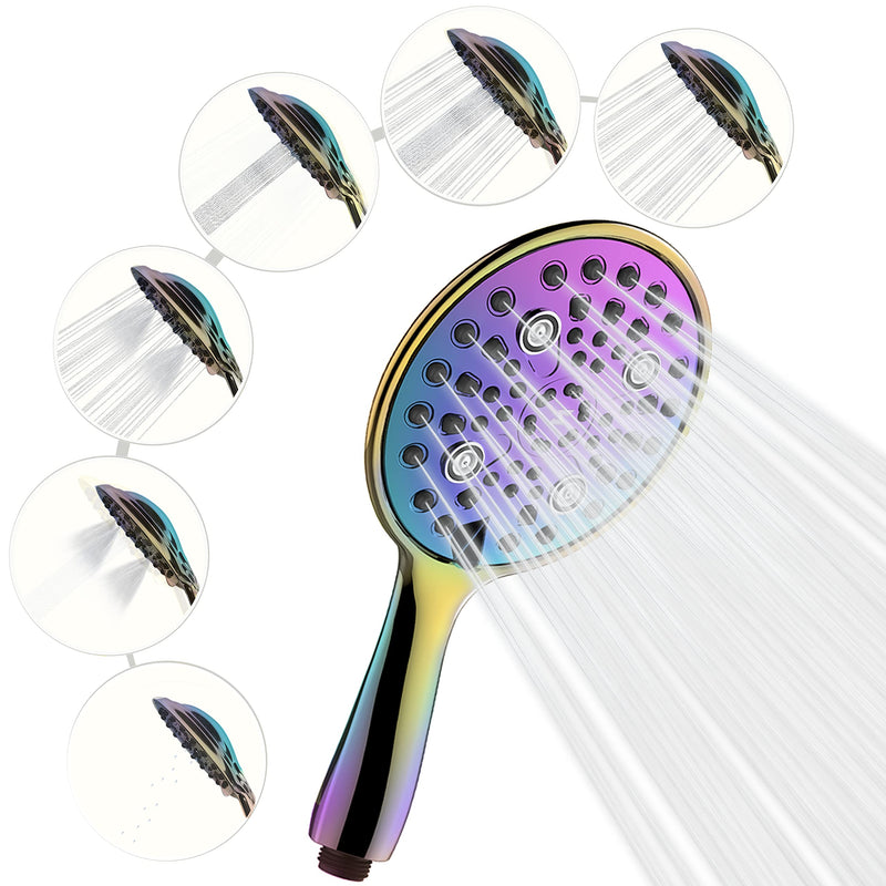 SparkPod 6 Function High Pressure Shower Head Rainbow Colour