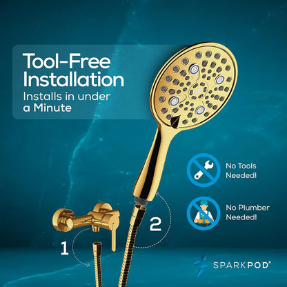 SparkPod High Pressure 6 Function 6`` Shower Head Gold