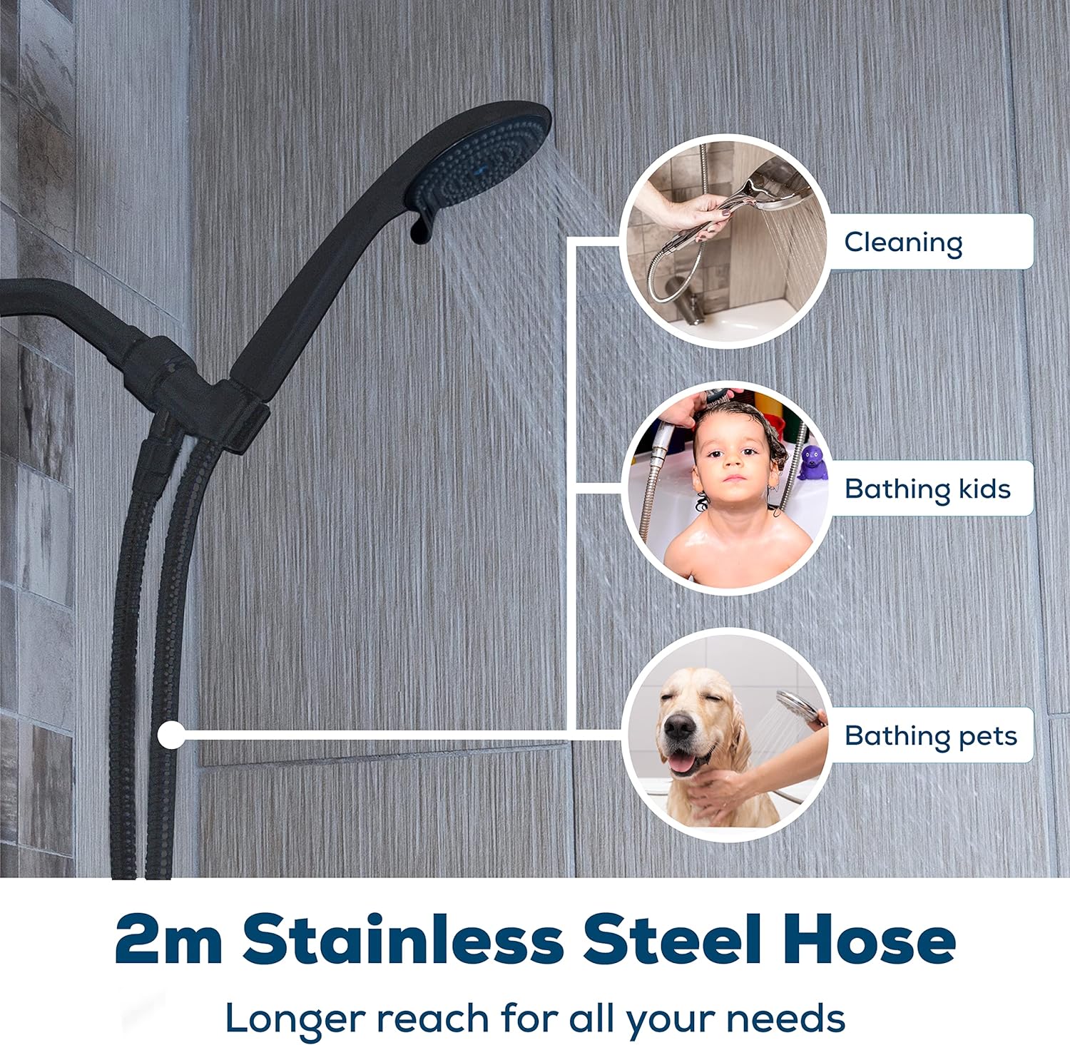 SparkPod Quick Install 79`` Shower Hose Replacement Grey