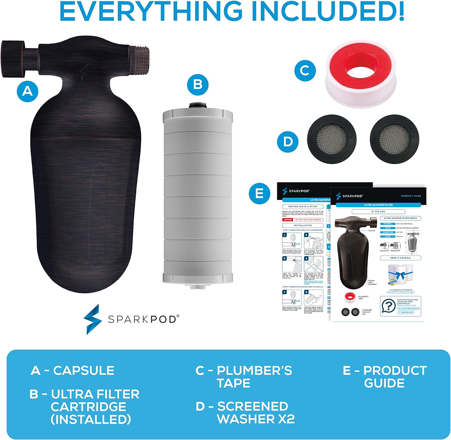 SparkPod Ultra Shower Filter (Bronze)