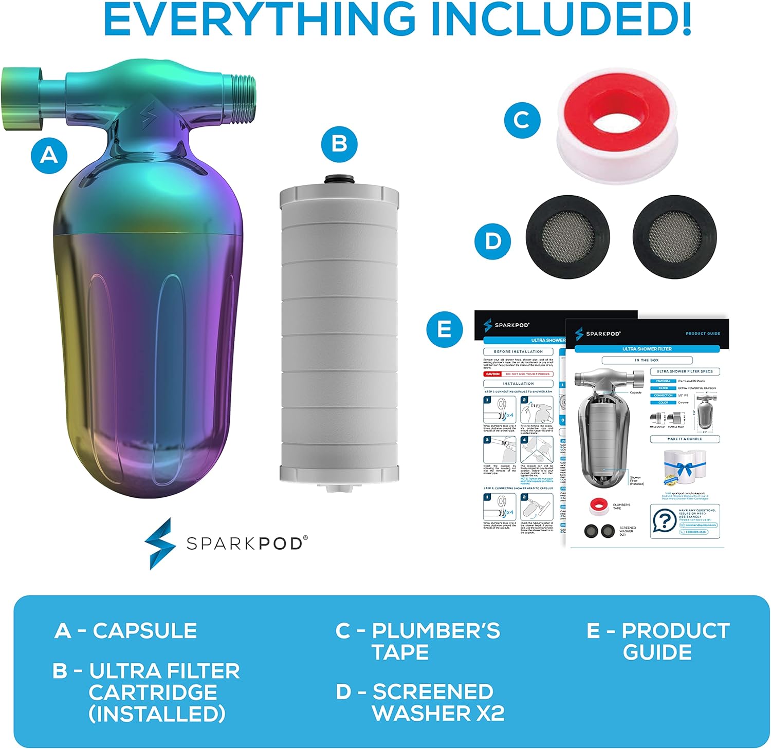 SparkPod Ultra Shower Filter (Rainbow)
