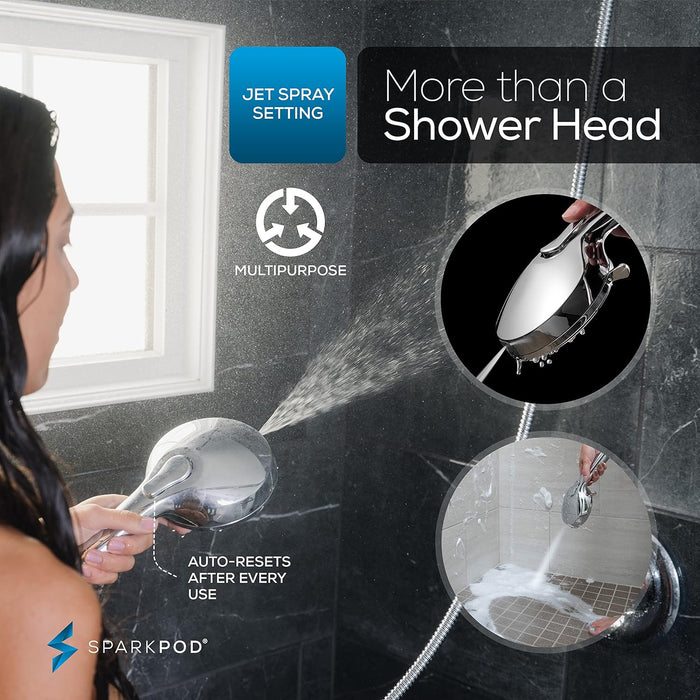 SparkPod 5`` 9 Spray Setting Shower Head with On/Off Chrome