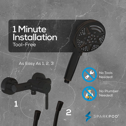 SparkPod 5`` 9 Spray Setting Shower Headwith On/Off Bronze