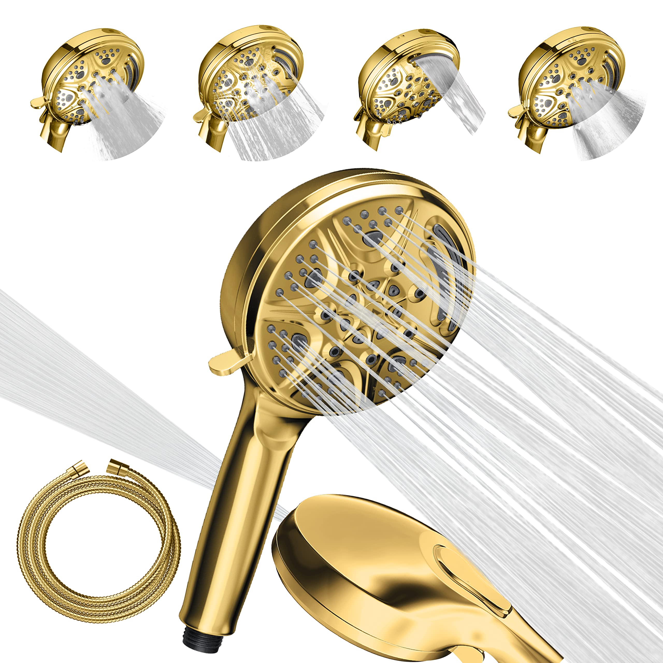 SparkPod 5`` 9 Spray Setting Shower Head with On/Off Gold