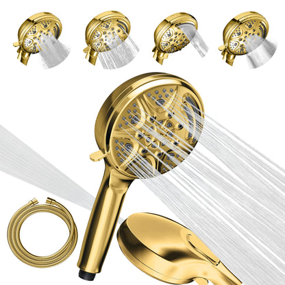 SparkPod 5`` 9 Spray Setting Shower Head with On/Off Gold