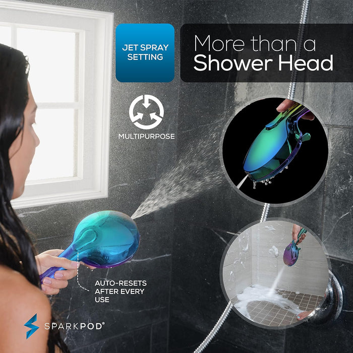 SparkPod 5`` 9 Spray Setting Shower Head with On/Off Rainbow