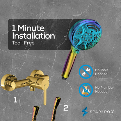 SparkPod 5`` 9 Spray Setting Shower Head with On/Off Rainbow